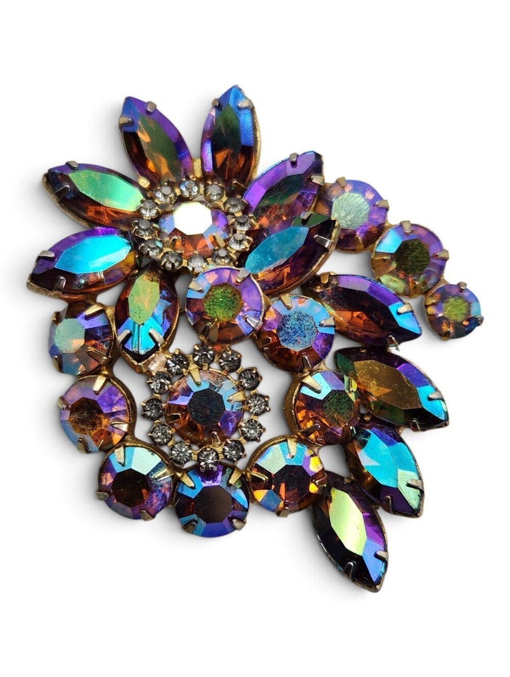 Vintage Fall Colors AB Rhinestone Brooch